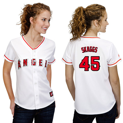 Tyler Skaggs #45 mlb Jersey-Los Angeles Angels of Anaheim Women's Authentic Home White Cool Base Baseball Jersey